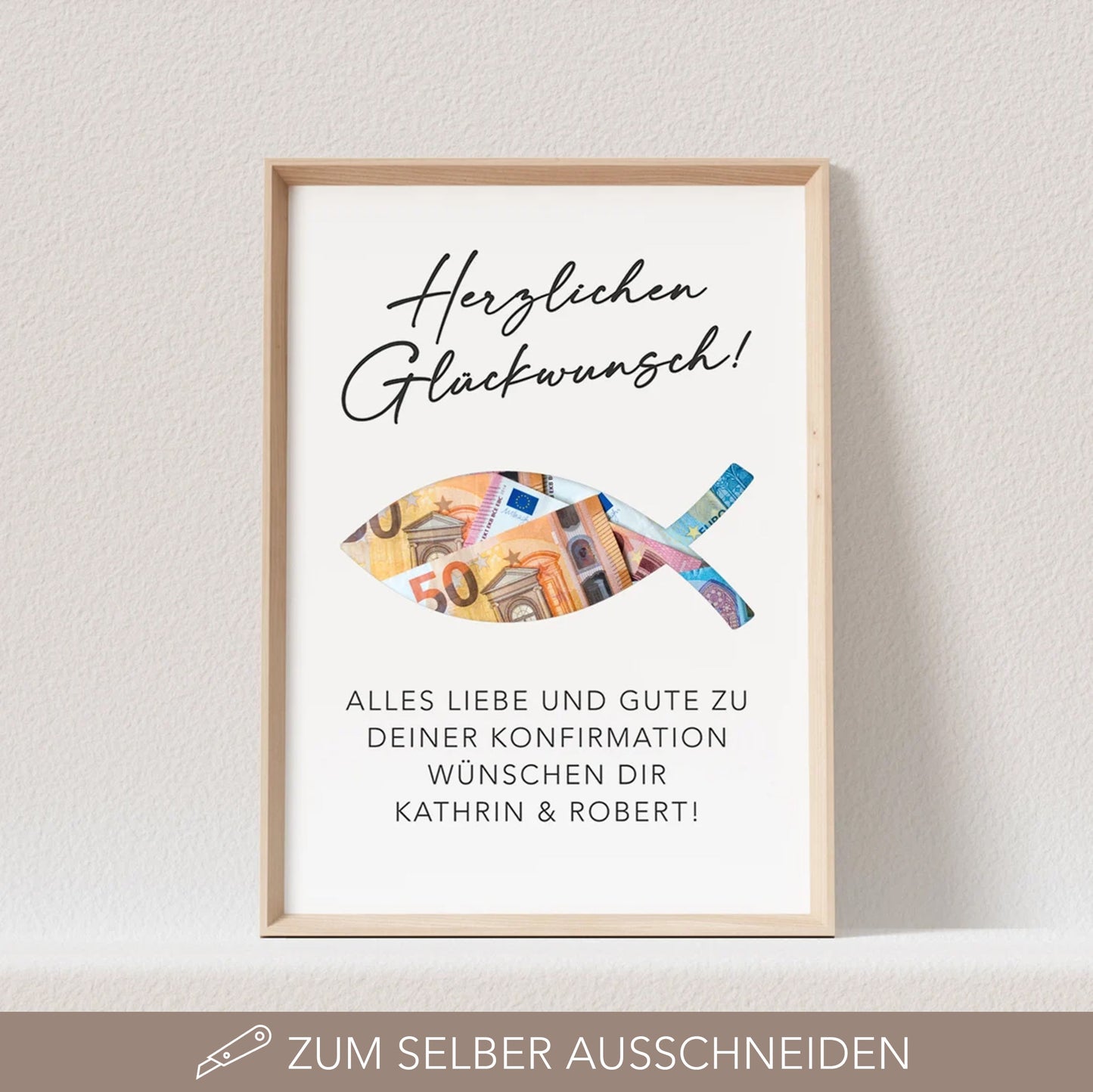 Geldgeschenk Konfirmation Personalisiert Poster Fisch Bild Geld Geschenk (OHNE RAHMEN)
