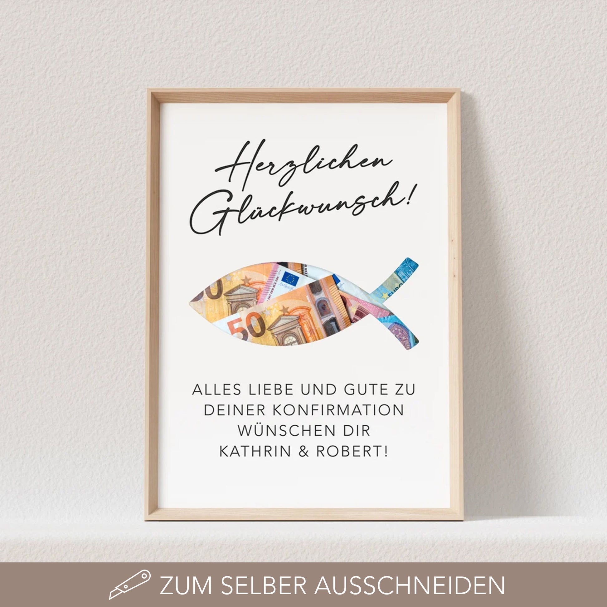 Geldgeschenk Konfirmation Personalisiert Poster Fisch Bild Geld Geschenk (OHNE RAHMEN)