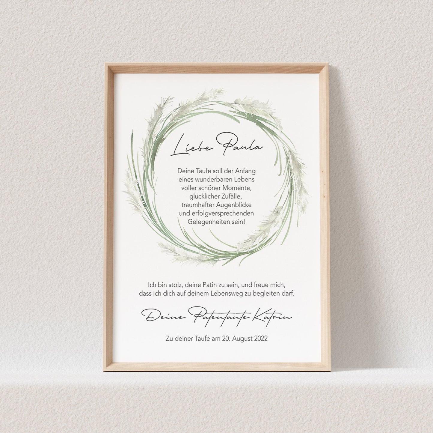 Patenbrief Taufe Patentante Taufpate Poster Personalisiert Geschenk Für Mein Patenkind (OHNE RAHMEN)
