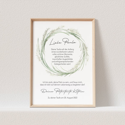 Patenbrief Taufe Patentante Taufpate Poster Personalisiert Geschenk Für Mein Patenkind (OHNE RAHMEN)