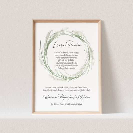 Patenbrief Taufe Patentante Taufpate Poster Personalisiert Geschenk Für Mein Patenkind (OHNE RAHMEN)