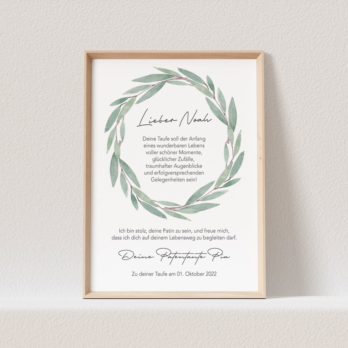 Patenbrief Eukalyptus Taufe Patentante Taufpate Poster Personalisiert Geschenk Für Mein Patenkind (OHNE RAHMEN)