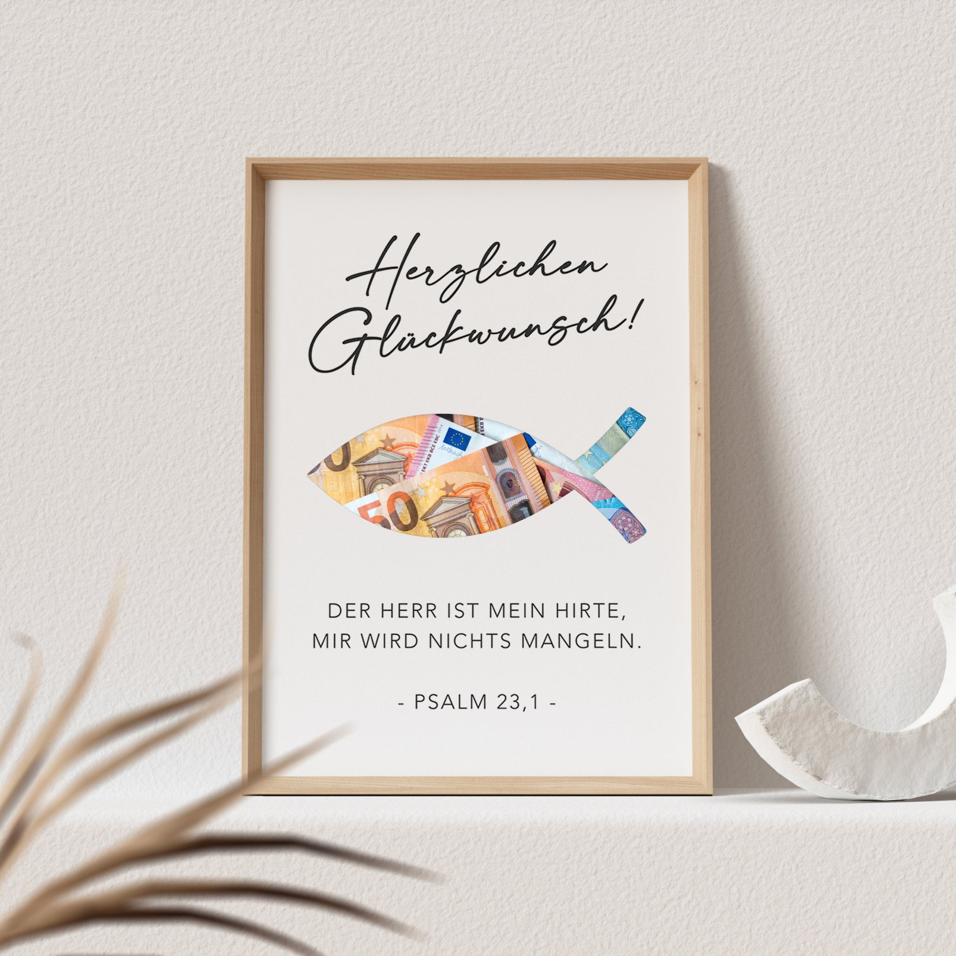 Geldgeschenk Konfirmation Personalisiert Poster Fisch Bild Geld Geschenk (OHNE RAHMEN)