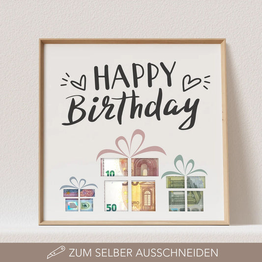 Geldgeschenk Geburtstag "Happy Birthday" Poster Geld Verschenken Geschenk Geburtstagsgeschenk (OHNE RAHMEN)