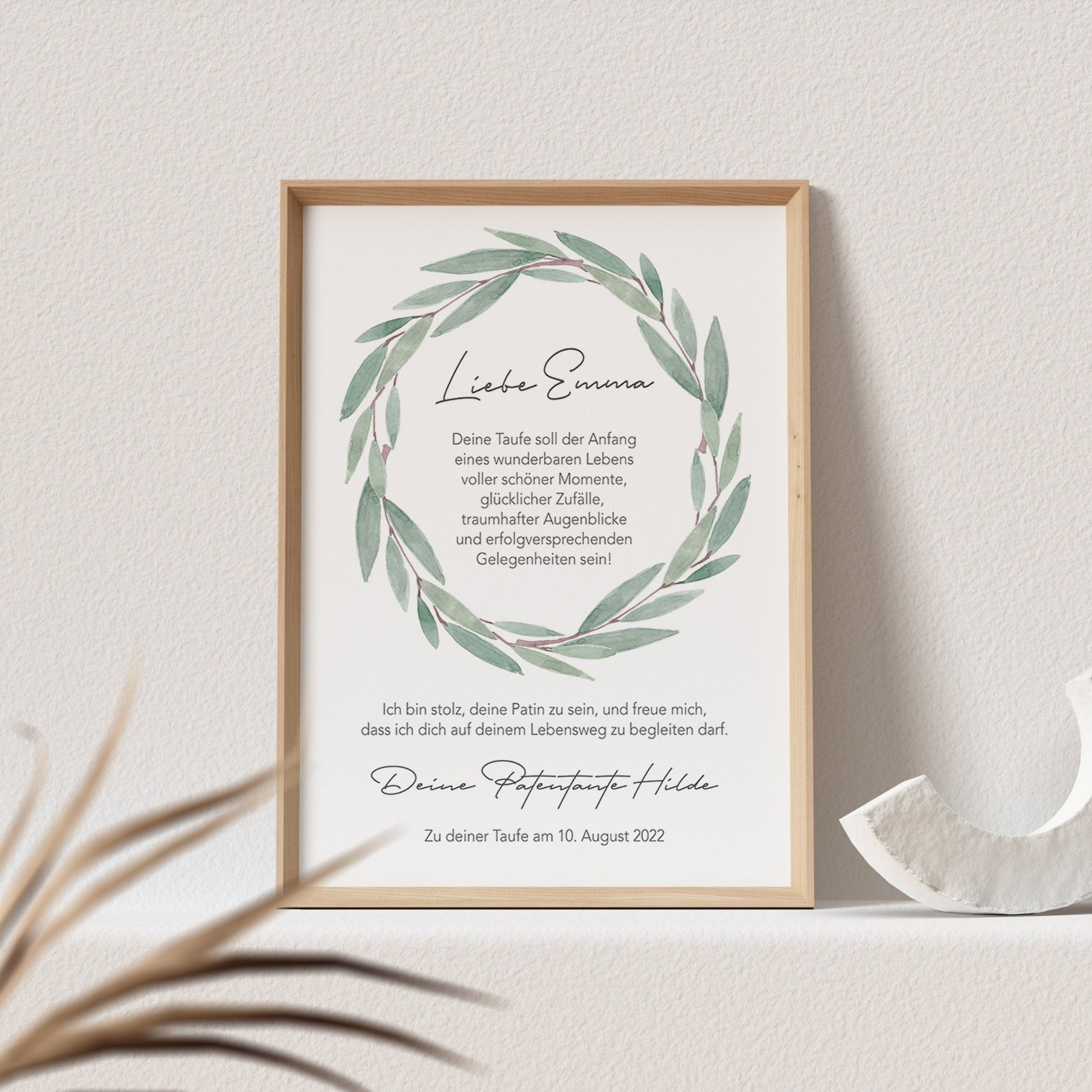 Patenbrief Eukalyptus Taufe Patentante Taufpate Poster Personalisiert Geschenk Für Mein Patenkind (OHNE RAHMEN)