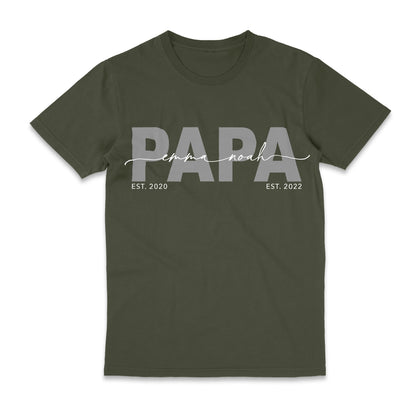 Papa Shirt Personalisiert Vater Geschenk Geburtstag T-Shirt Vatertagsgeschenk