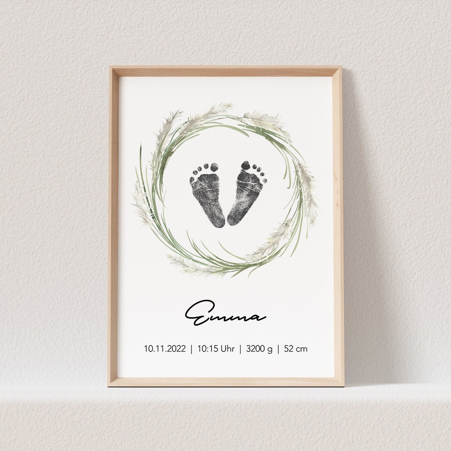 Geburtsposter Fußabdruck Baby Poster Personalisiert Bild 1. Geburtstag Geschenk Zur Geburt (OHNE RAHMEN)