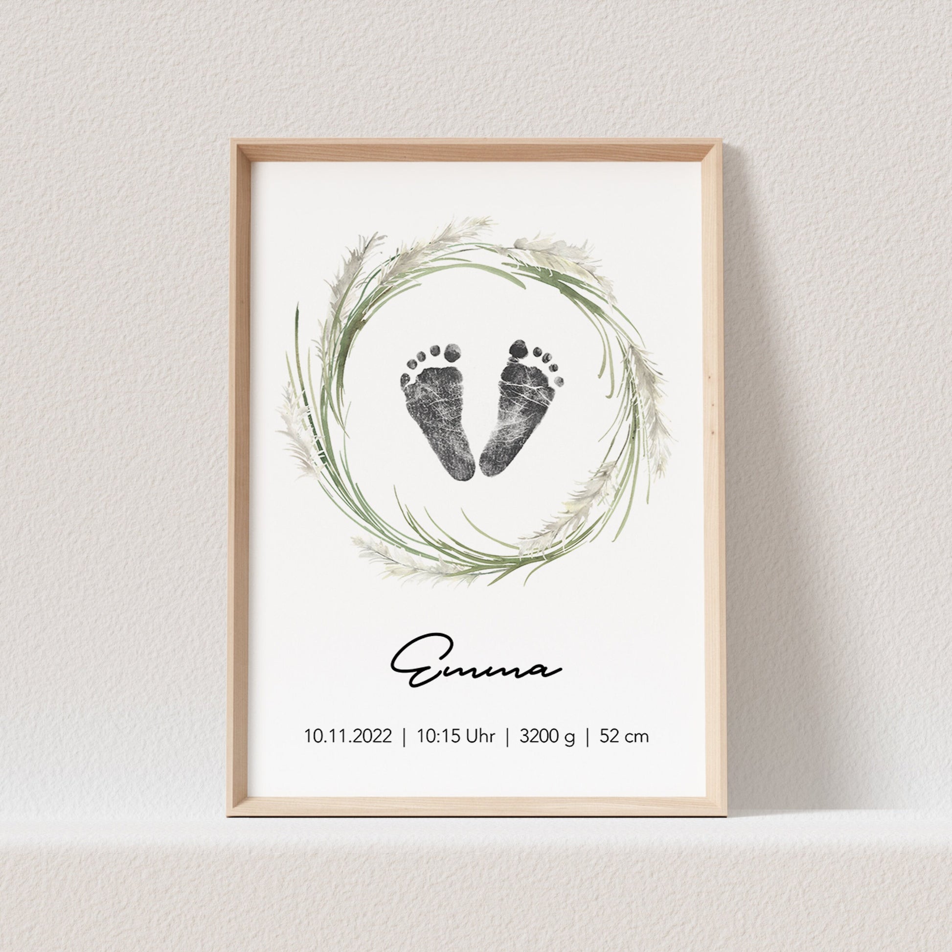 Geburtsposter Fußabdruck Baby Poster Personalisiert Bild 1. Geburtstag Geschenk Zur Geburt (OHNE RAHMEN)