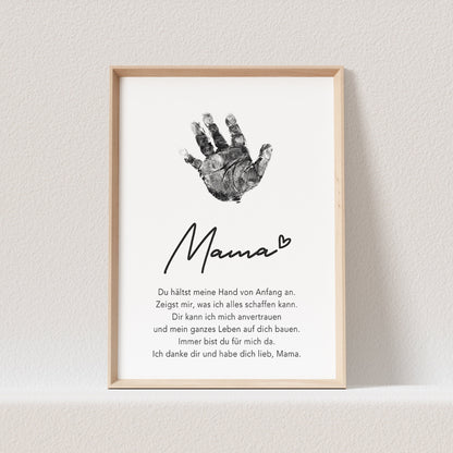 Handabdruck Papa Geschenk Poster Bild Vatertagsgeschenk Baby Personalisiert (OHNE RAHMEN)