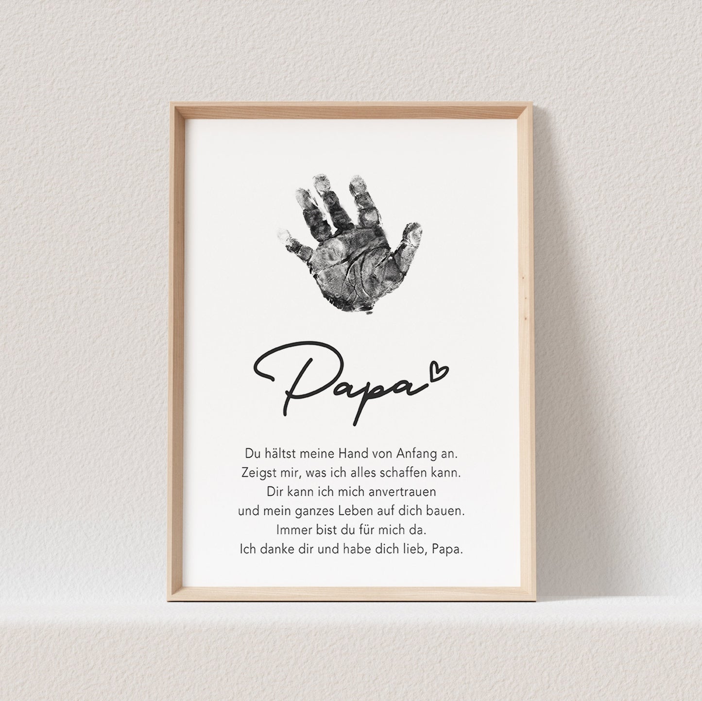 Handabdruck Papa Geschenk Poster Bild Vatertagsgeschenk Baby Personalisiert (OHNE RAHMEN)