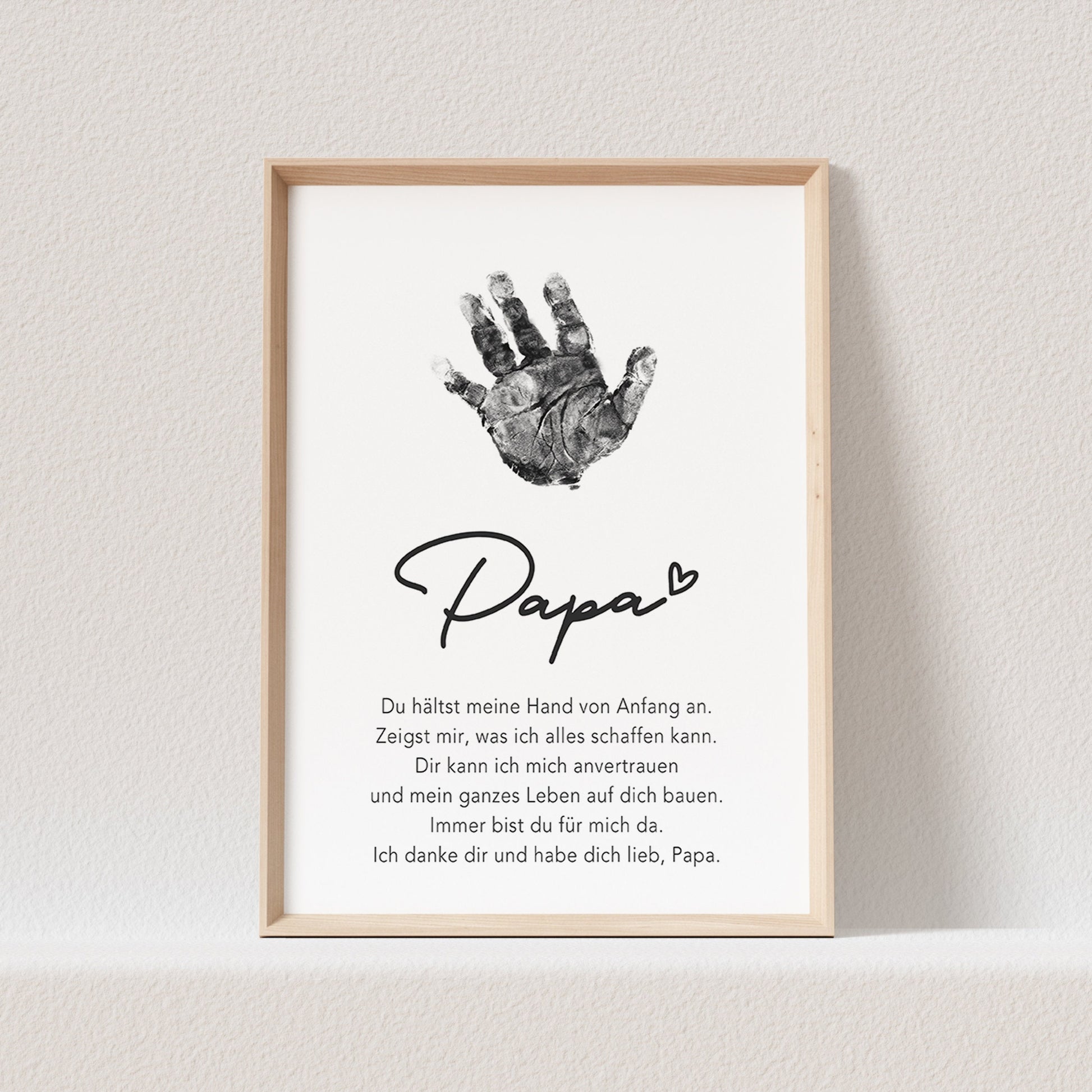 Handabdruck Papa Geschenk Poster Bild Vatertagsgeschenk Baby Personalisiert (OHNE RAHMEN)