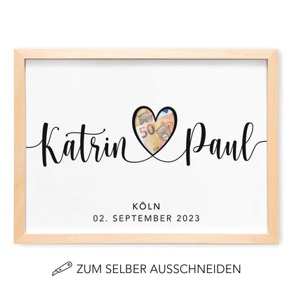Geldgeschenk Hochzeit Hochzeitsgeschenk Geld Personalisiertes Poster Geschenk