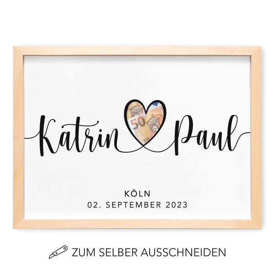 Geldgeschenk Hochzeit Hochzeitsgeschenk Geld Personalisiertes Poster Geschenk