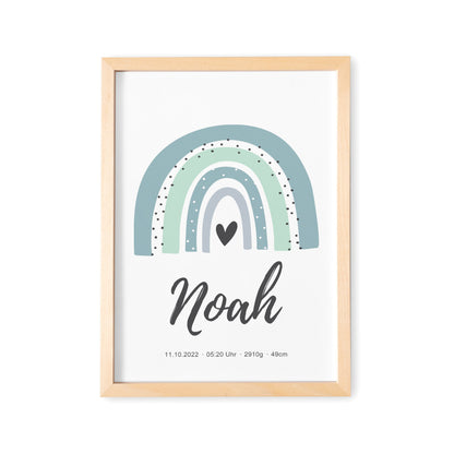 Geburtsposter Junge Babyposter Personalisiert Mit Regenbogen Poster Zur Geburt