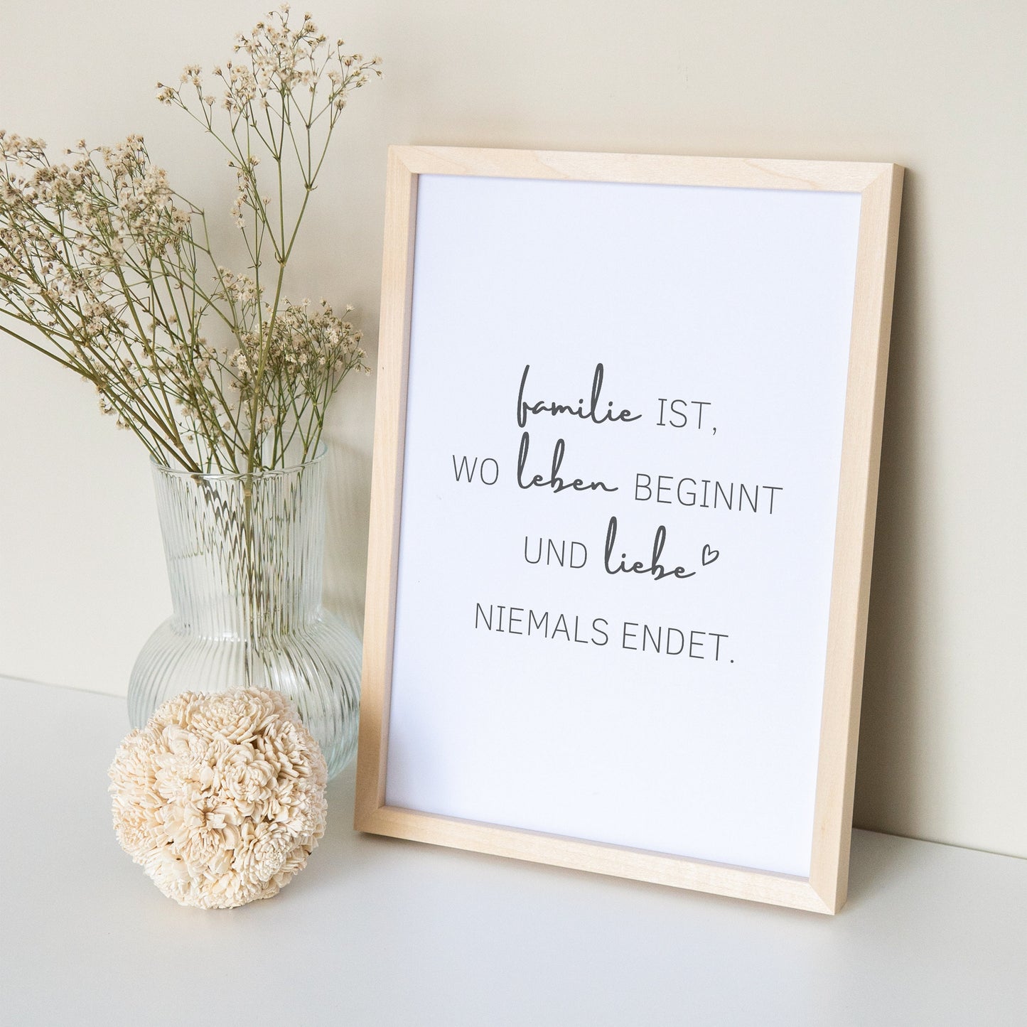 Familie Poster Familienposter Bild Spruch "Familie Ist Wo Leben Beginnt und Liebe Niemals Endet"