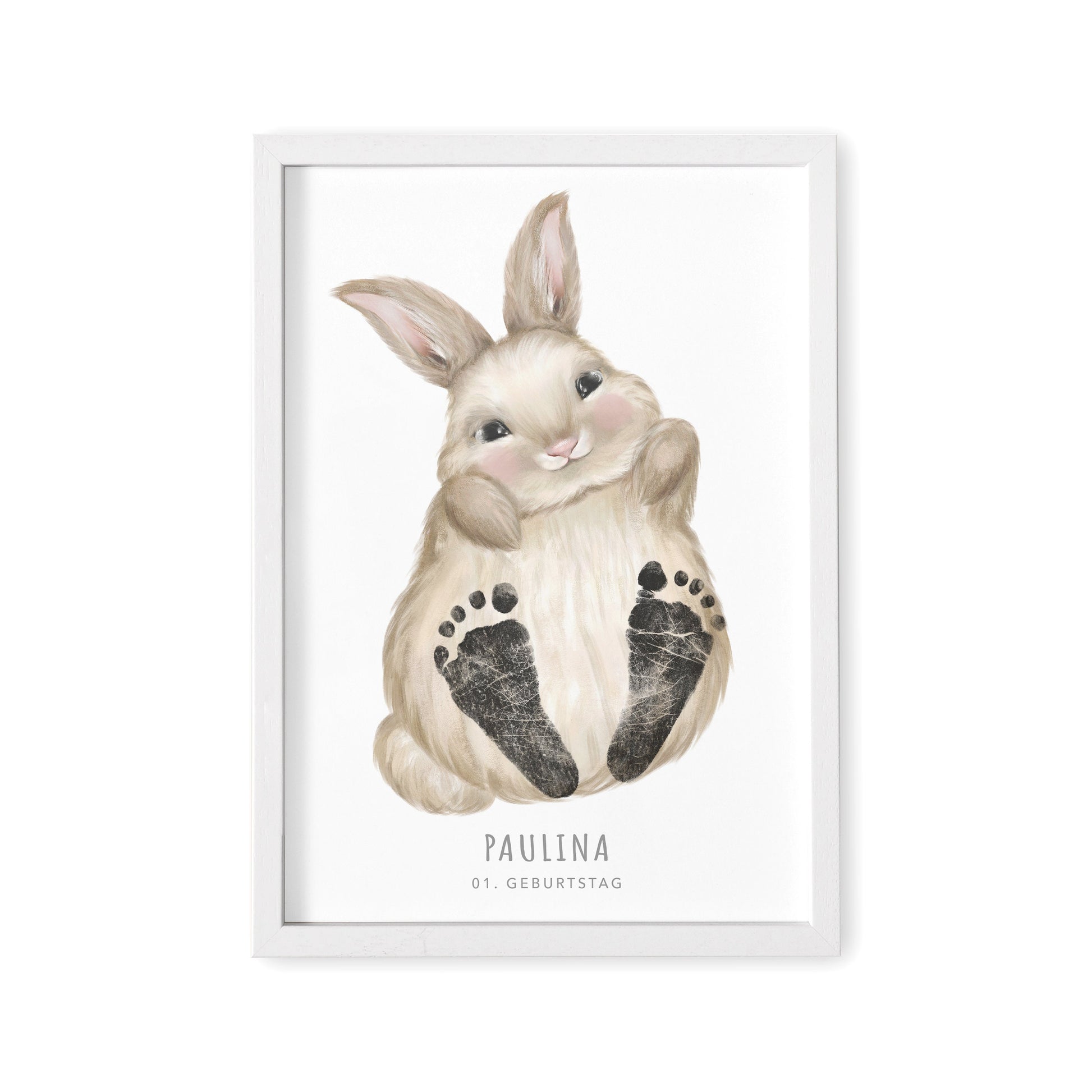 Fußabdrücke Baby Poster Hase Fußabdruck Babygeschenk Geschenk Zur Geburt Personalisiert