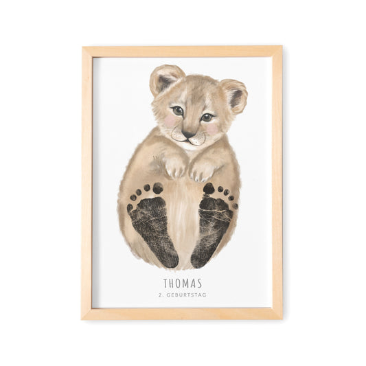 Fußabdrücke Baby Poster Löwe Fußabdruck Babygeschenk Geschenk Zur Geburt Personalisiert