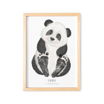Fußabdrücke Baby Poster Panda Fußabdruck Babygeschenk Geschenk Zur Geburt Personalisiert