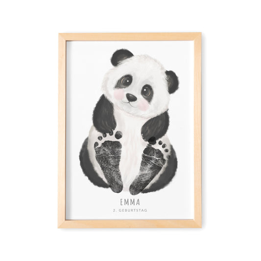 Fußabdrücke Baby Poster Panda Fußabdruck Babygeschenk Geschenk Zur Geburt Personalisiert