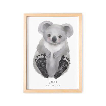 Fußabdrücke Baby Poster Koala Fußabdruck Babygeschenk Geschenk Zur Geburt Personalisiert