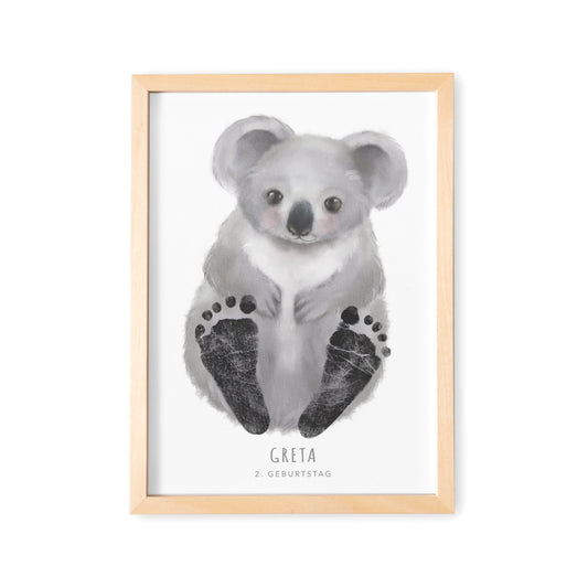 Fußabdrücke Baby Poster Koala Fußabdruck Babygeschenk Geschenk Zur Geburt Personalisiert