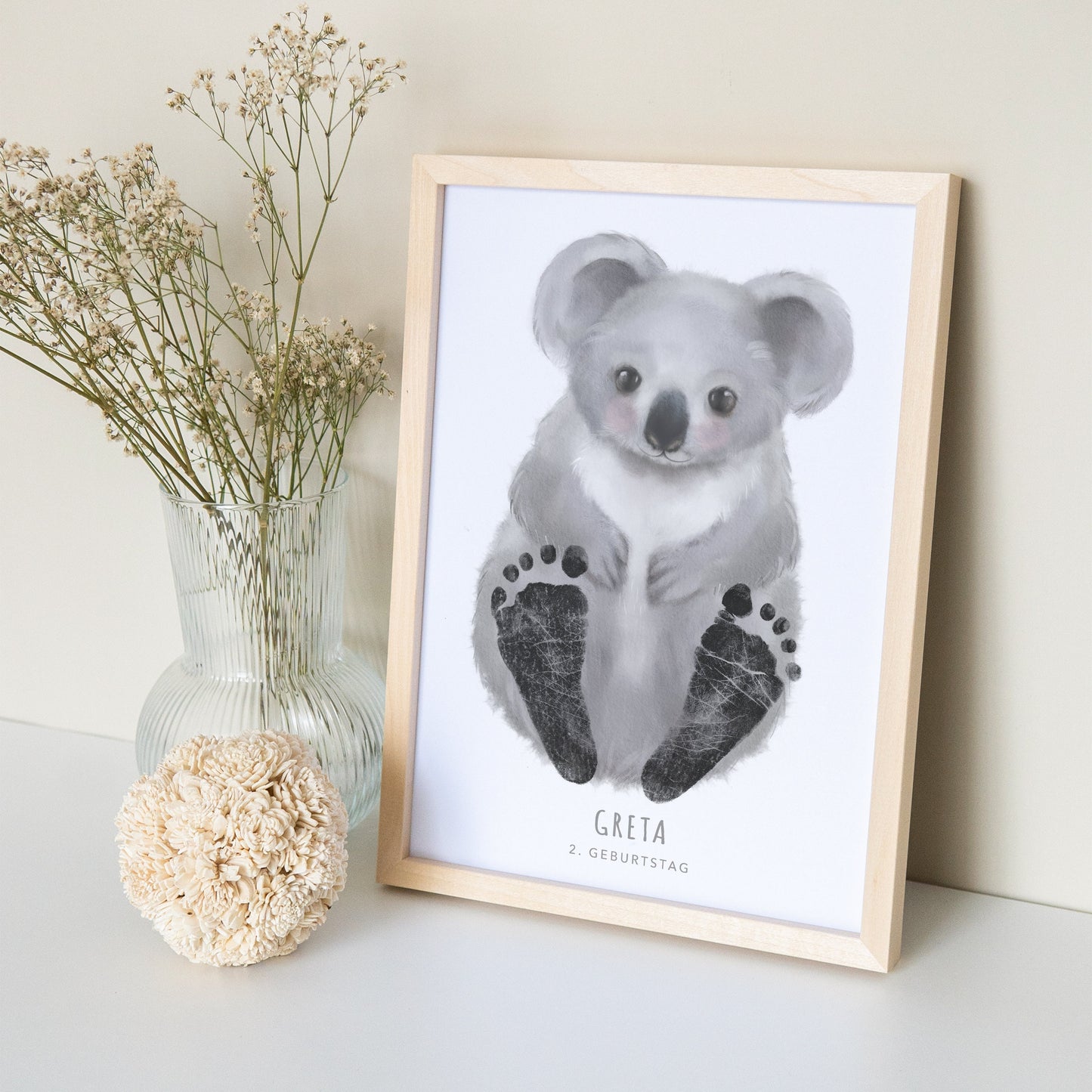 Fußabdrücke Baby Poster Koala Fußabdruck Babygeschenk Geschenk Zur Geburt Personalisiert