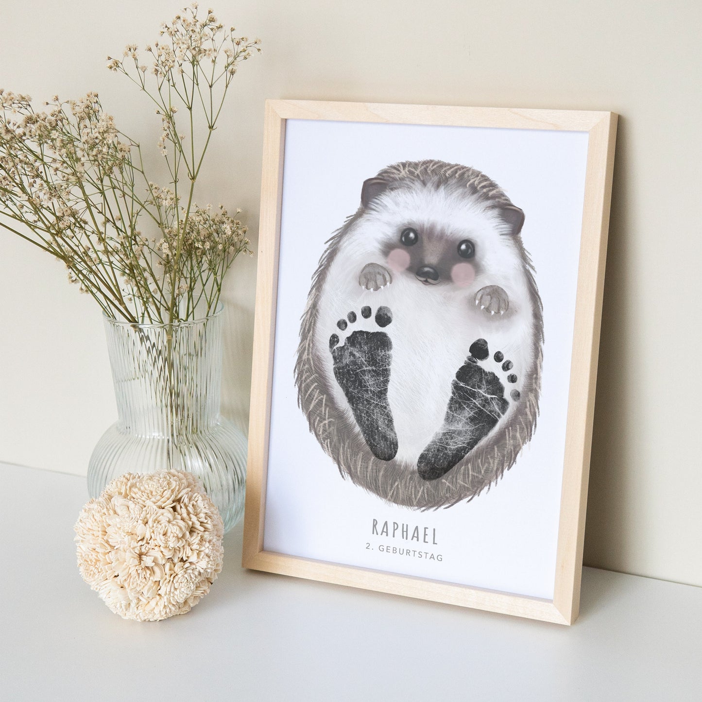 Fußabdrücke Baby Poster Igel Fußabdruck Babygeschenk Geschenk Zur Geburt Personalisiert