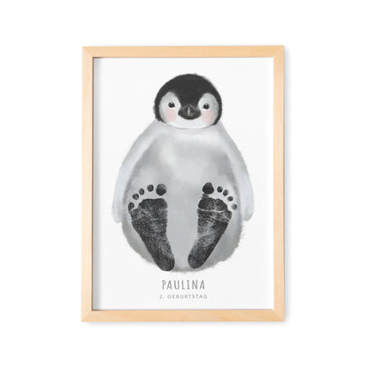 Fußabdrücke Baby Poster Pinguin Fußabdruck Babygeschenk Geschenk Zur Geburt Personalisiert