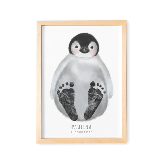 Fußabdrücke Baby Poster Pinguin Fußabdruck Babygeschenk Geschenk Zur Geburt Personalisiert
