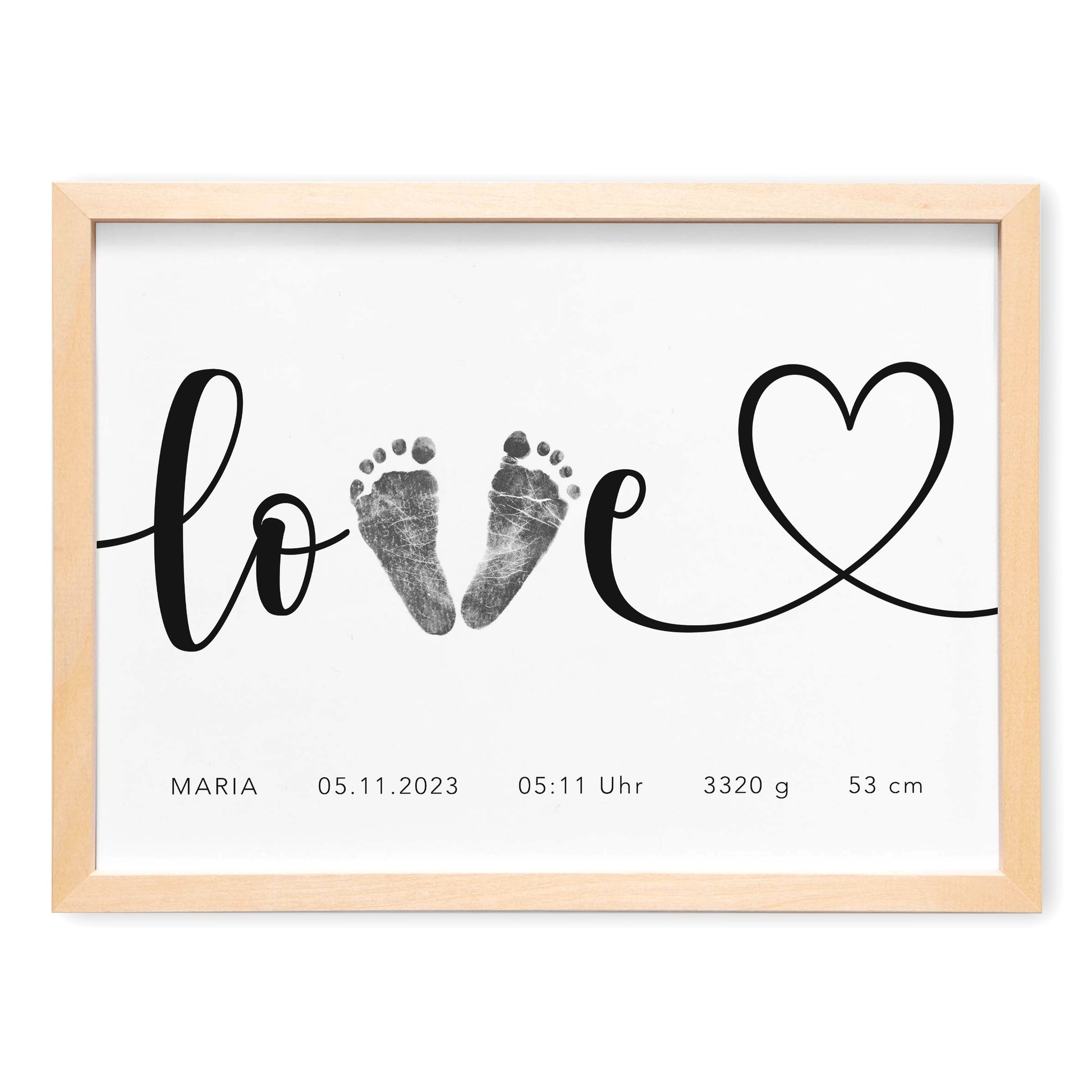 Fußabdrücke Baby Poster Personalisiertes Bild Fußabdruck 1. Geburtstag Geschenk Zur Geburt