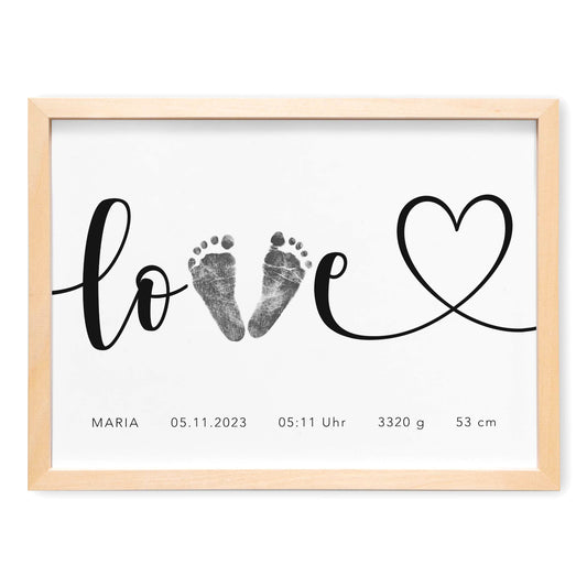 Fußabdrücke Baby Poster Personalisiertes Bild Fußabdruck 1. Geburtstag Geschenk Zur Geburt