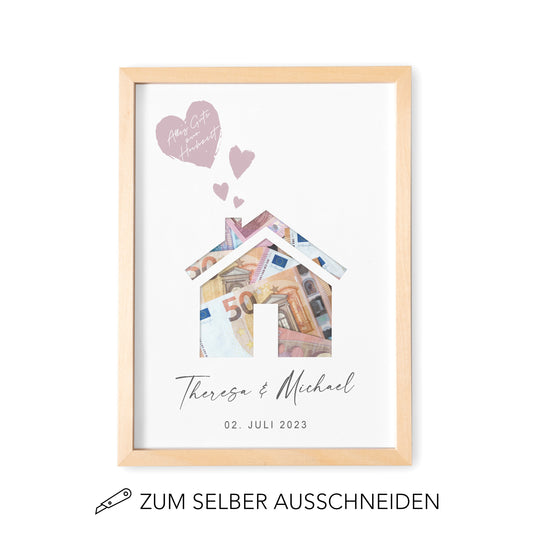 Hochzeitsgeschenk Geldgeschenk Zur Hochzeit Personalisierbares Poster Haus Geld Geschenk