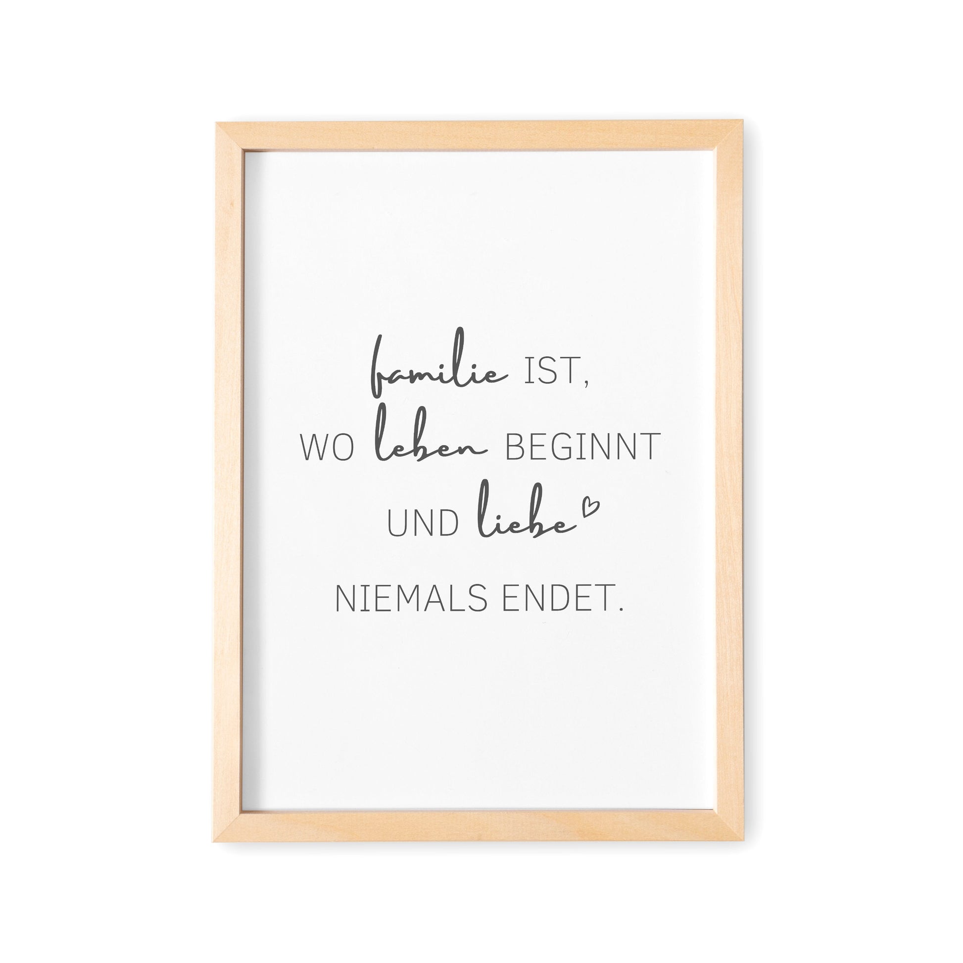 Familie Poster Familienposter Bild Spruch "Familie Ist Wo Leben Beginnt und Liebe Niemals Endet"