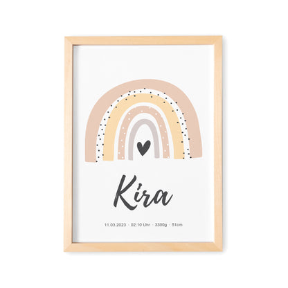 Geburtsposter Mädchen Mit Regenbogen Babyposter Personalisiertes Poster Zur Geburt