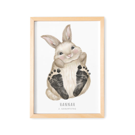 Fußabdrücke Baby Poster Hase Fußabdruck Babygeschenk Geschenk Zur Geburt Personalisiert