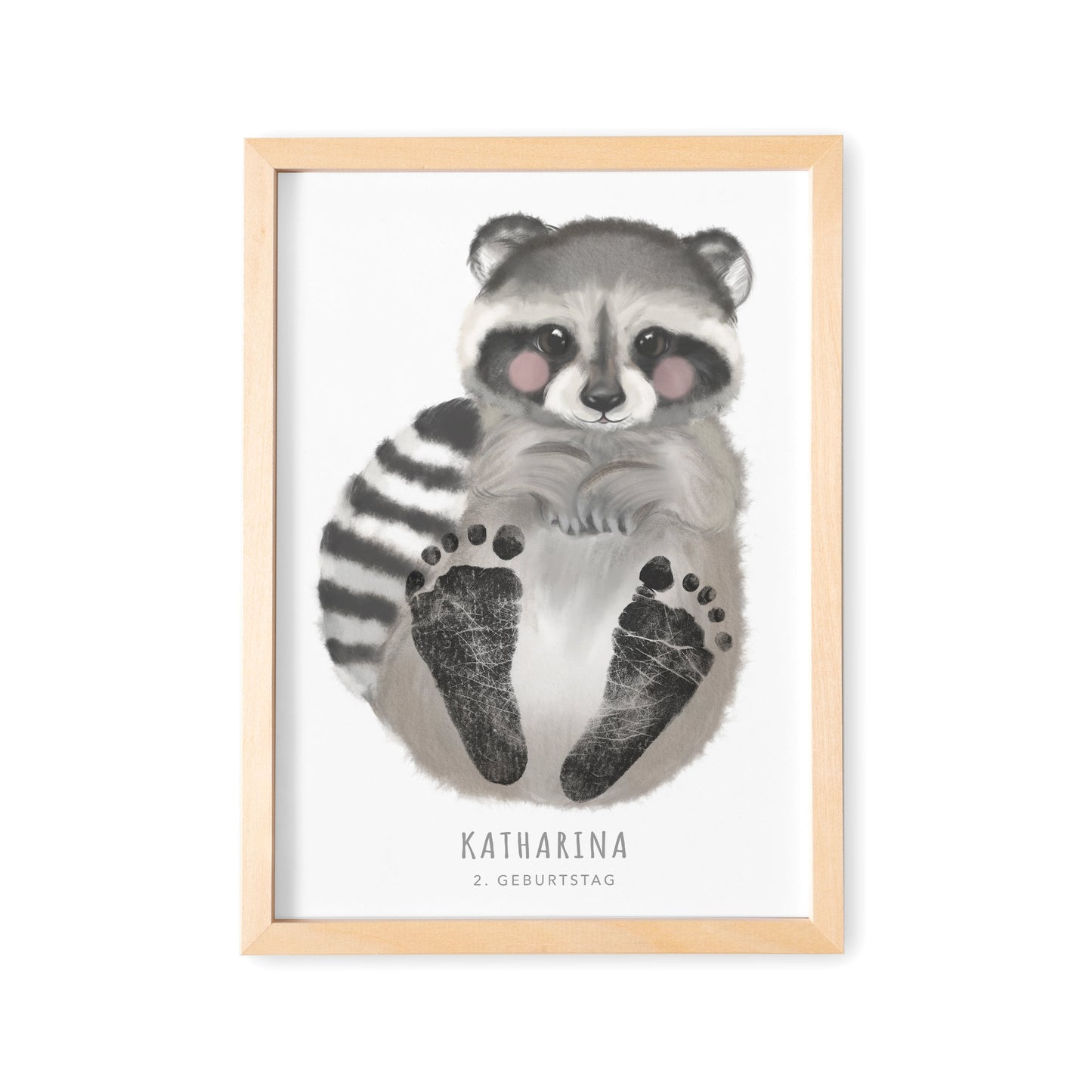 Fußabdrücke Baby Poster Waschbär Fußabdruck Babygeschenk Geschenk Zur Geburt Personalisiert