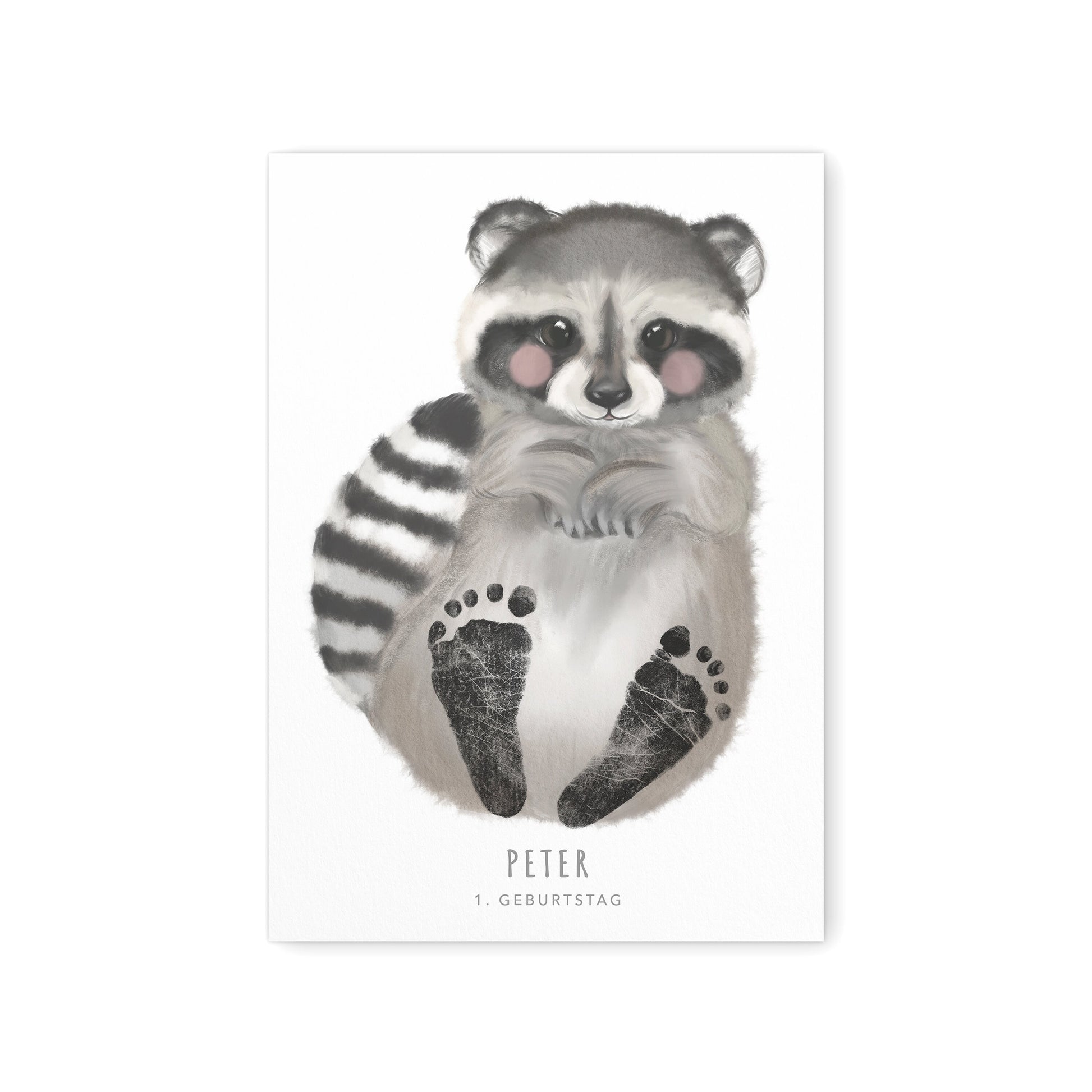 Fußabdrücke Baby Poster Waschbär Fußabdruck Babygeschenk Geschenk Zur Geburt Personalisiert