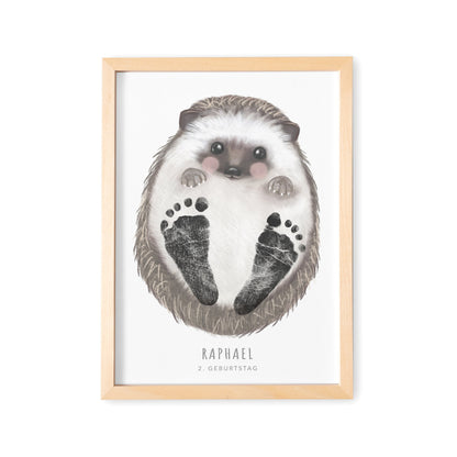 Fußabdrücke Baby Poster Igel Fußabdruck Babygeschenk Geschenk Zur Geburt Personalisiert