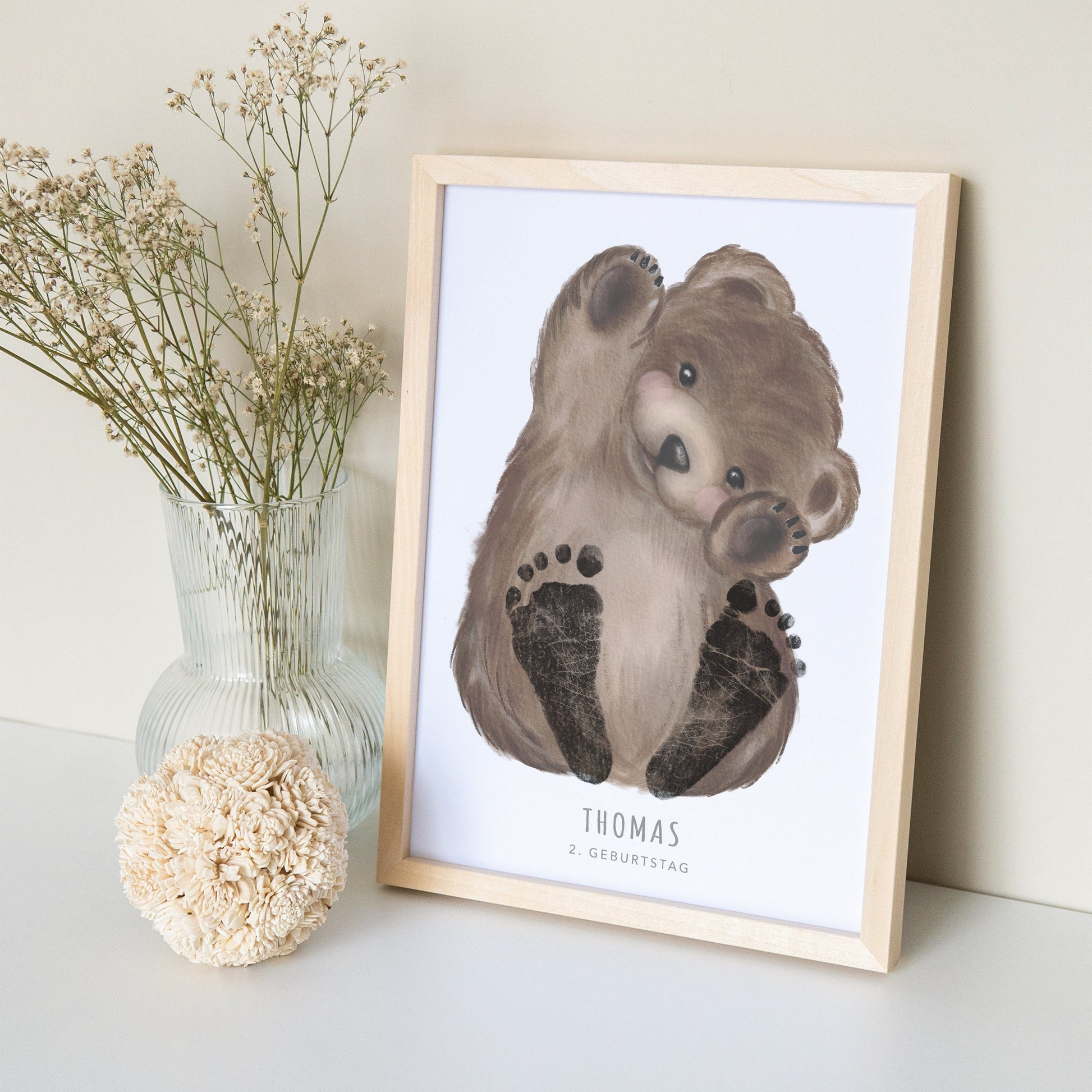 Fußabdrücke Baby Poster Bär Fußabdruck Babygeschenk Geschenk Zur Geburt Personalisiert