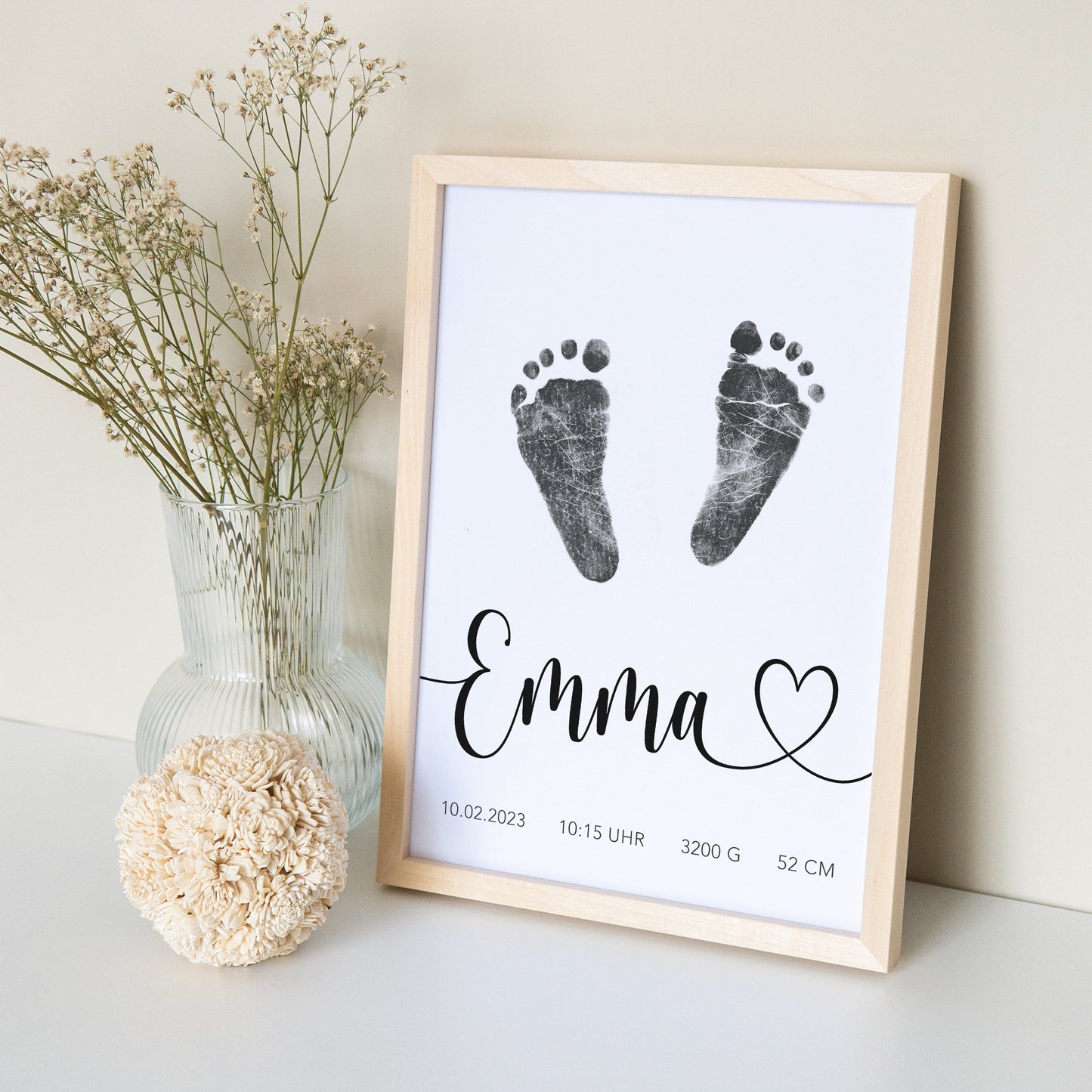 Fußabdruck Bild Personalisiertes Poster Baby Fußabdrücke