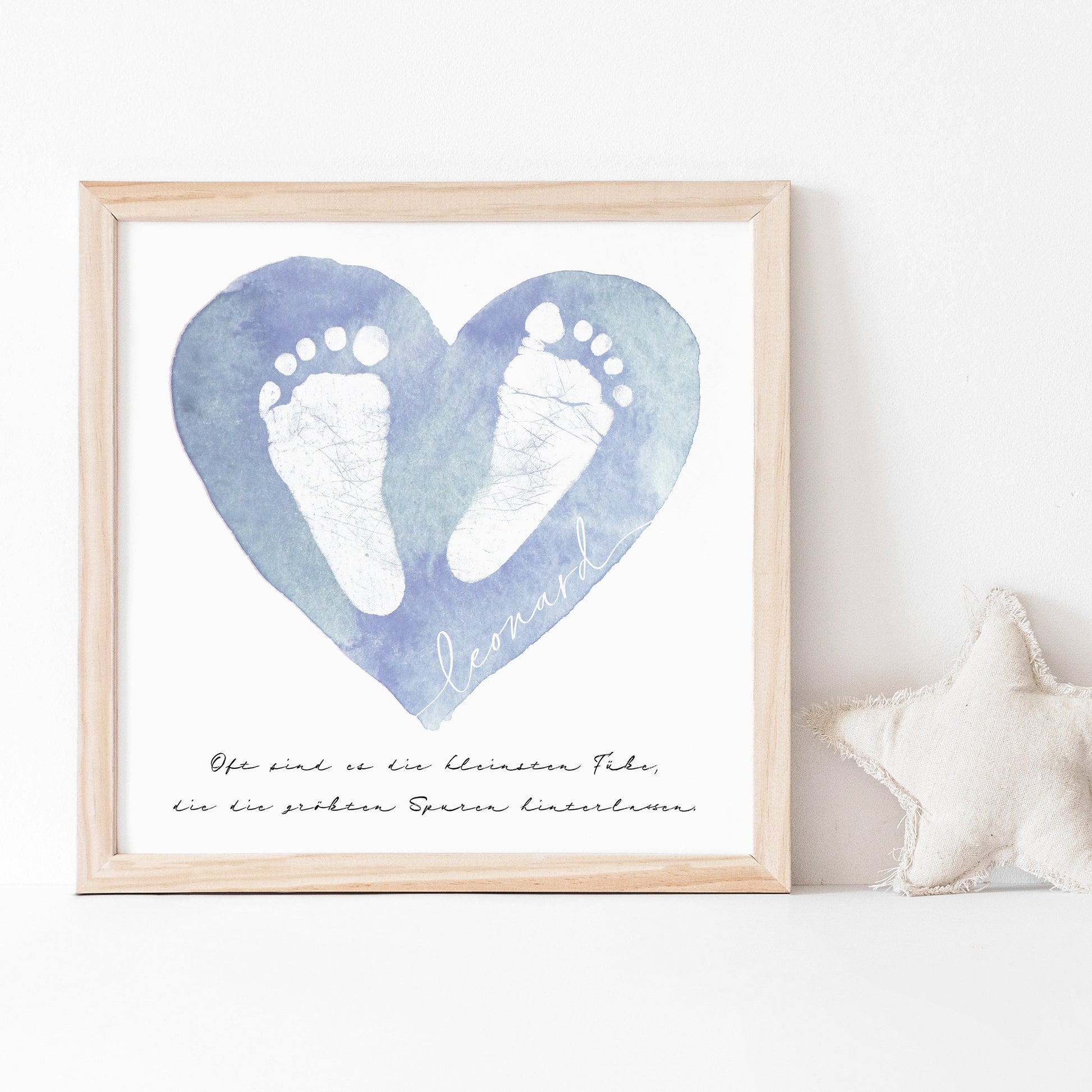 Fußabdruck Baby Poster Personalisiertes Fußabdrücke Bild Geschenk Zur Geburt (30x30 cm OHNE RAHMEN)