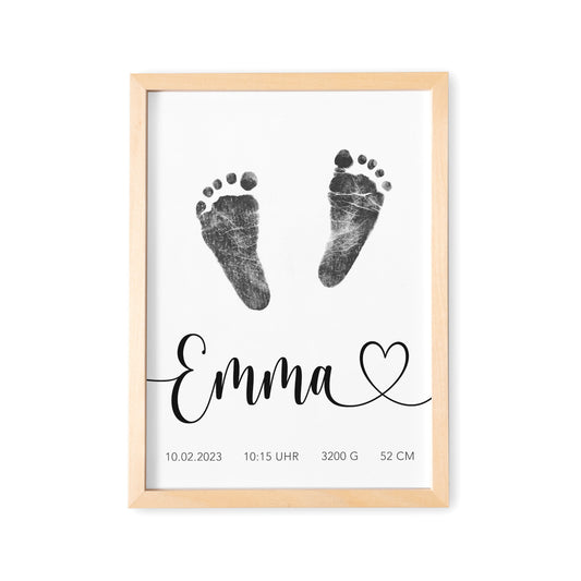 Fußabdruck Bild Personalisiertes Poster Baby Fußabdrücke