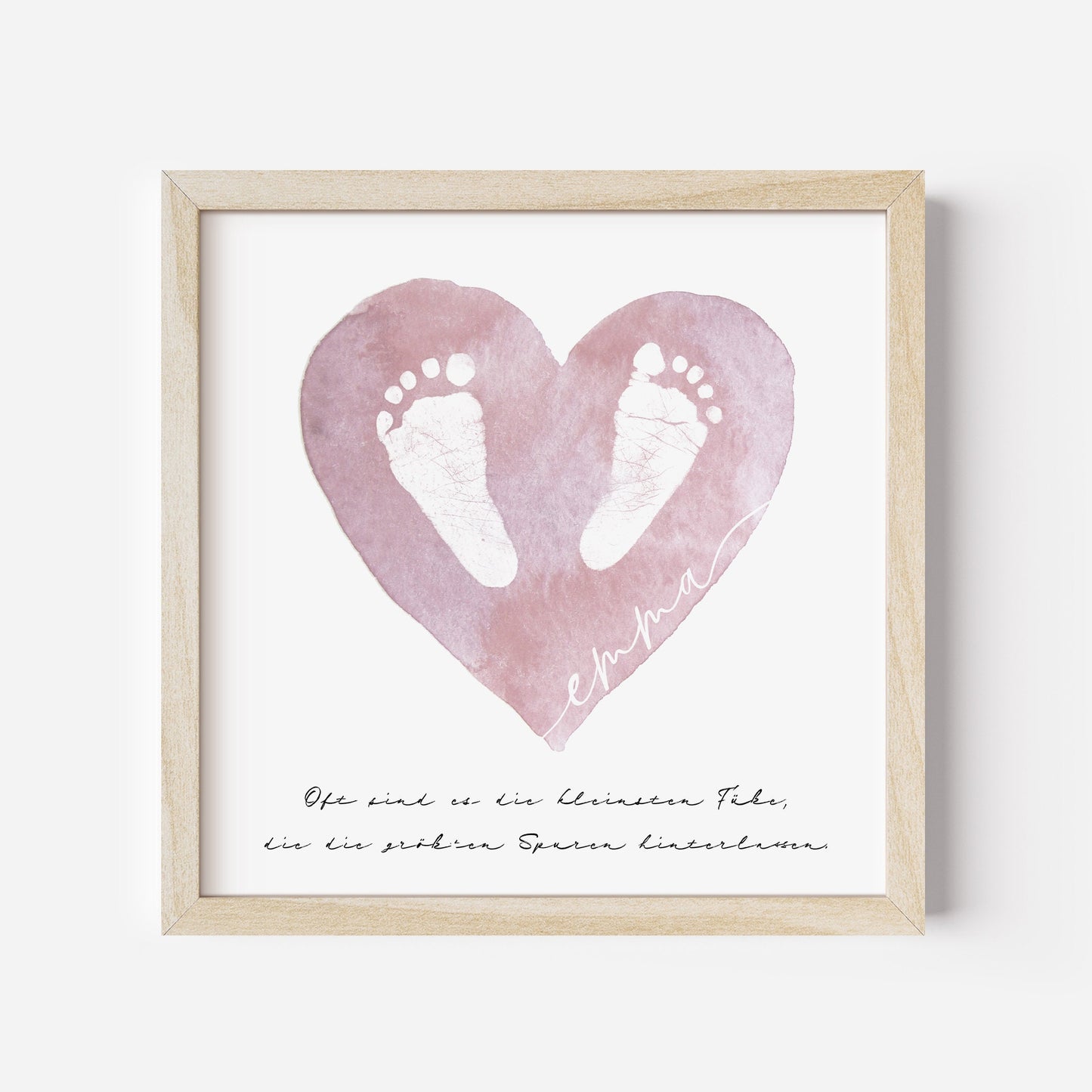 Fußabdruck Baby Poster Personalisiertes Fußabdrücke Bild Geschenk Zur Geburt (30x30 cm OHNE RAHMEN)