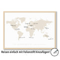 Personalisierte Weltkarte Zum Eintragen Der Reisen Pinnwand Wandbild Gerahmt