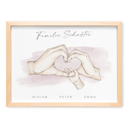 Herz Hände Familienposter Personalisiertes Bild & Geschenk Für Die Familie