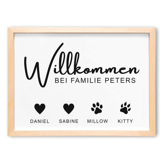 Hund & Katze Familienposter Personalisiertes Bild Für Die Familie Mit Haustier