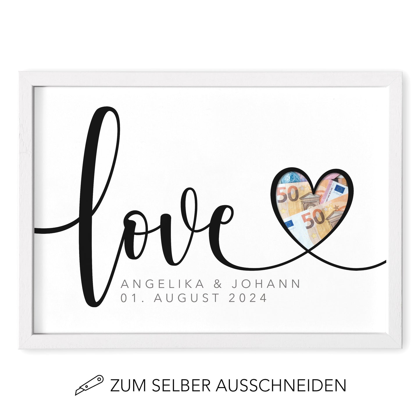 Geld Geschenk Zur Hochzeit Personalisiertes Bild "Love" Hochzeitsgeschenk