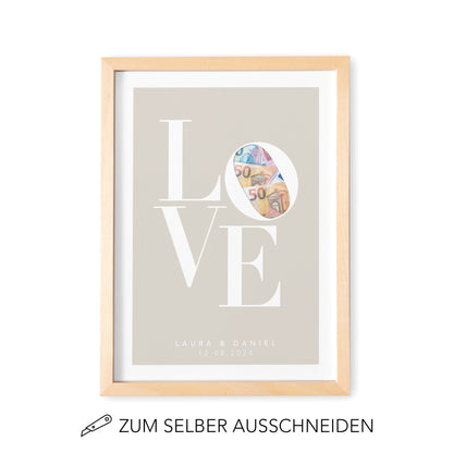 Geld Geschenk Zur Hochzeit Personalisiertes Bild "Love" Hochzeitsgeschenk