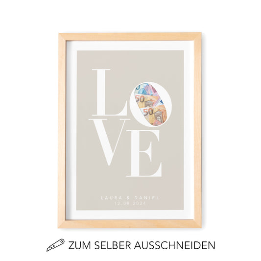 Geld Geschenk Zur Hochzeit Personalisiertes Bild "Love" Hochzeitsgeschenk