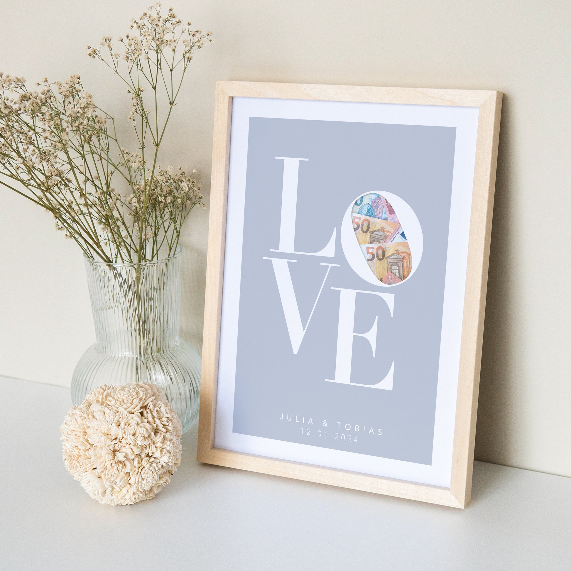 Geld Geschenk Zur Hochzeit Personalisiertes Bild "Love" Hochzeitsgeschenk